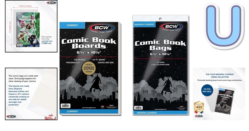 100 Polypropylene Comic Bags & Backer Boards - Crystal Clear Protection