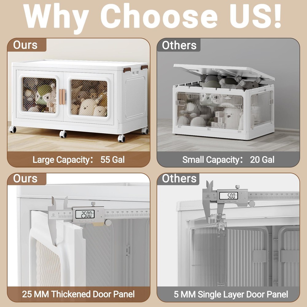 55Gal Extra Large Storage Bins with Lids, 220Qt Plastic Stackable Storage Box