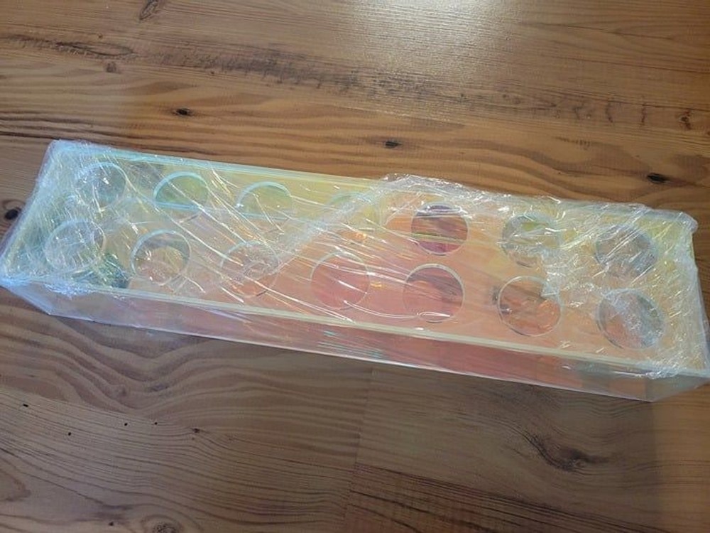 Iridescent Rectangular Acrylic Flower Vase 14 Holes