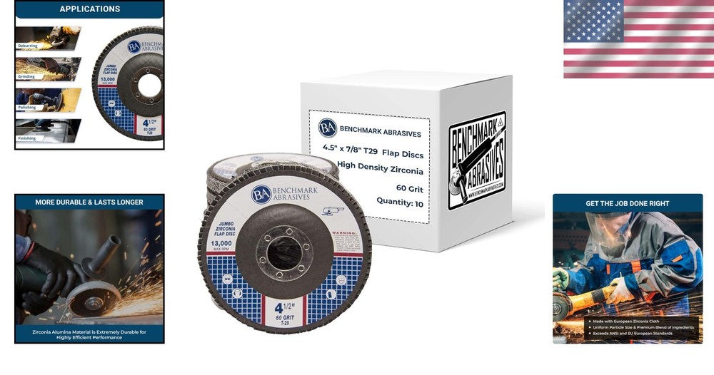 Jumbo Zirconia Flap Discs 4.5" 10 Pack - Angle Grinder