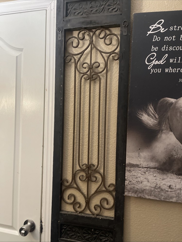 Vintage Wood & Iron Window Panel/Decoration
