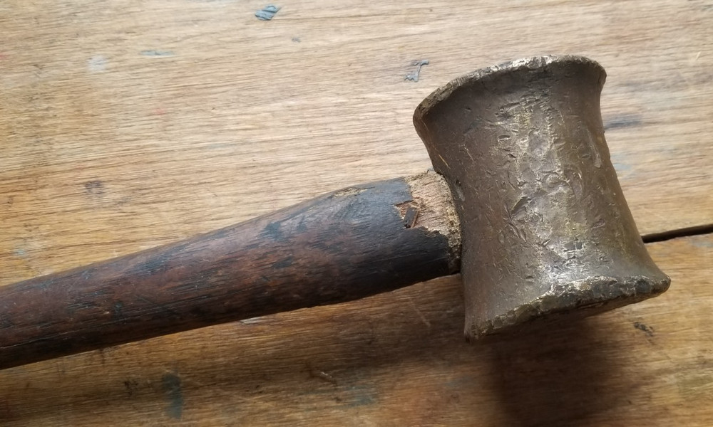 Antique Hammer with Brass Head