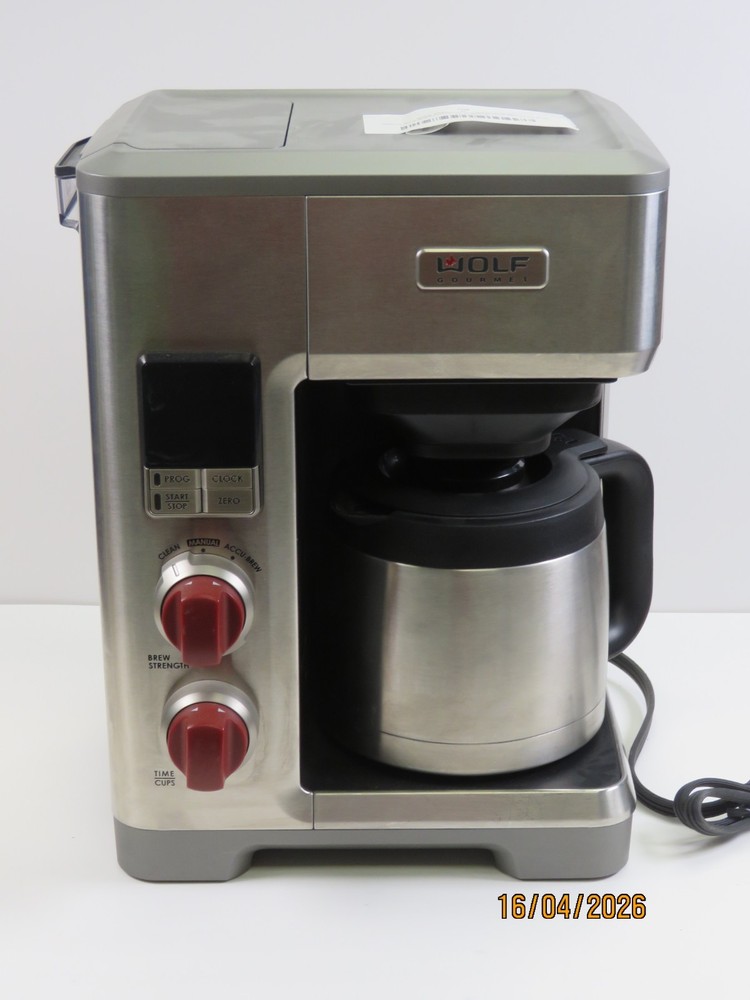 Wolf Gourmet Programable Coffee Maker WGCM100S Auto Drip System Red Knobs [G7]
