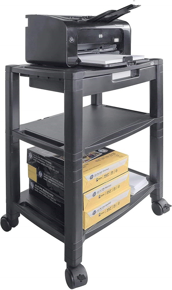 Kantek PS640 Mobile 3-Shelf Printer/Fax Stand - Black