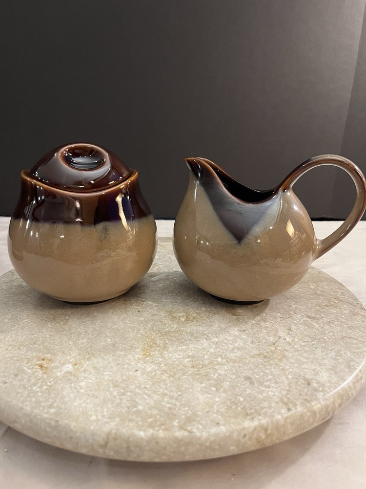 MCM Sango Nova Brown Creamer and Covered Sugar Bowl Set