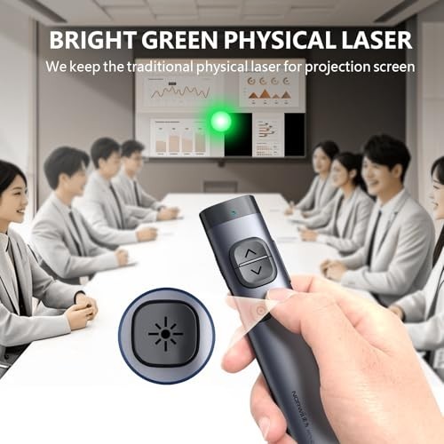 Wireless Presentation Clicker for PowerPoint, Bluetooth Remote, Digital Pointer
