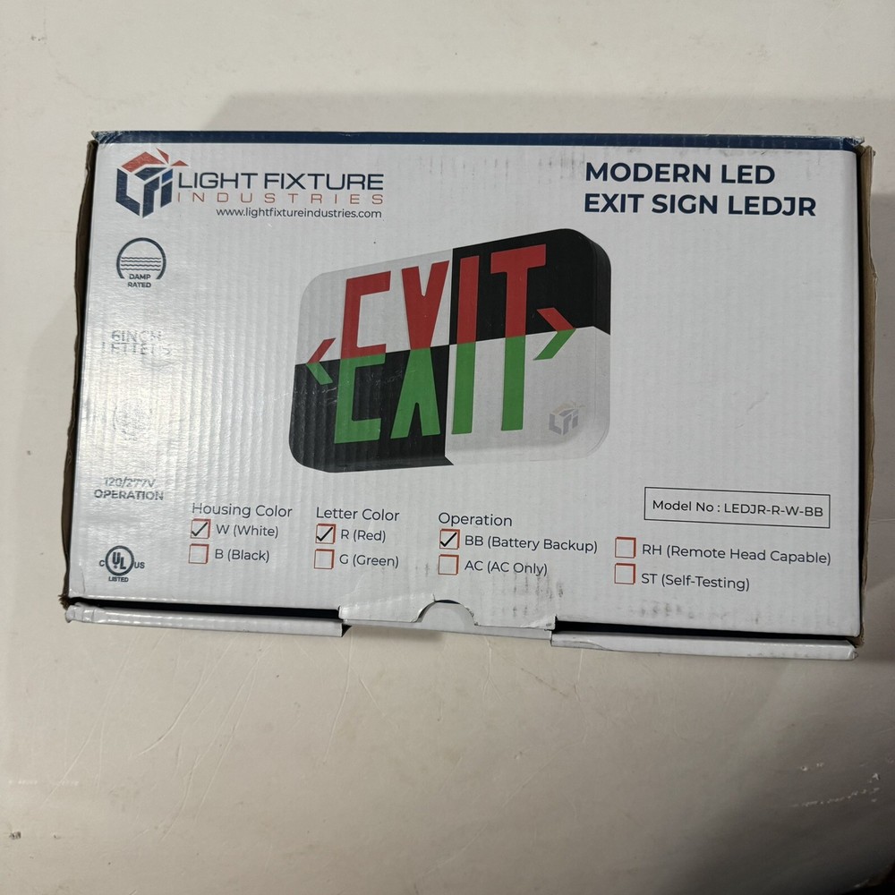 Light Fixture Industries Led Exit Sign Red New