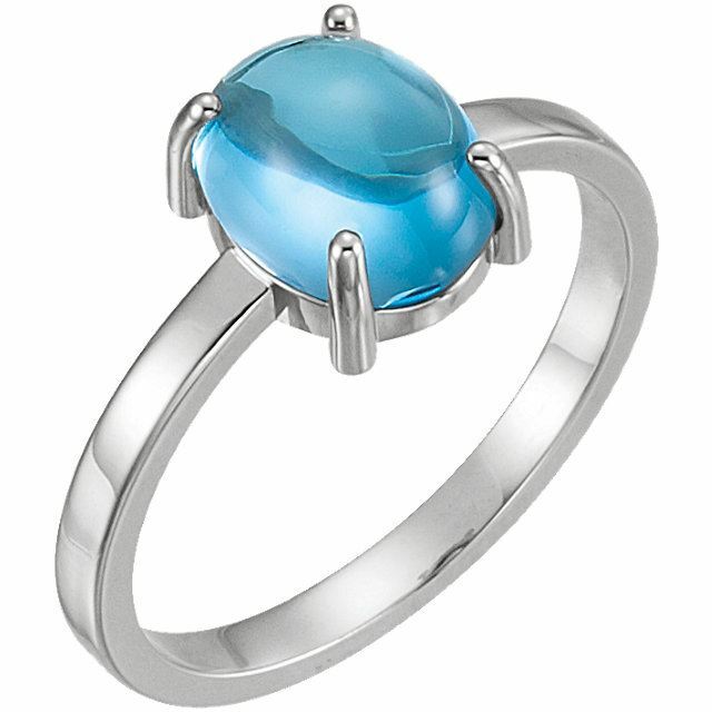 Sterling Silver Oval Cabochon Cut Solitaire Ring Setting - Classic Style Ring Mo