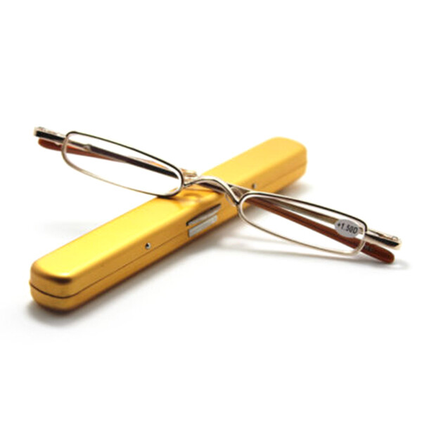 Reading Glasses With Metal Hard Case Clear Spring Hinge Strength Power new