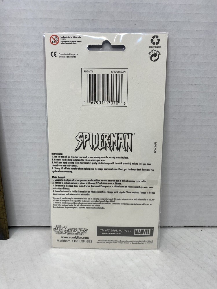 Sandylion Rub On Transfer -Marvel -Spiderman -22001