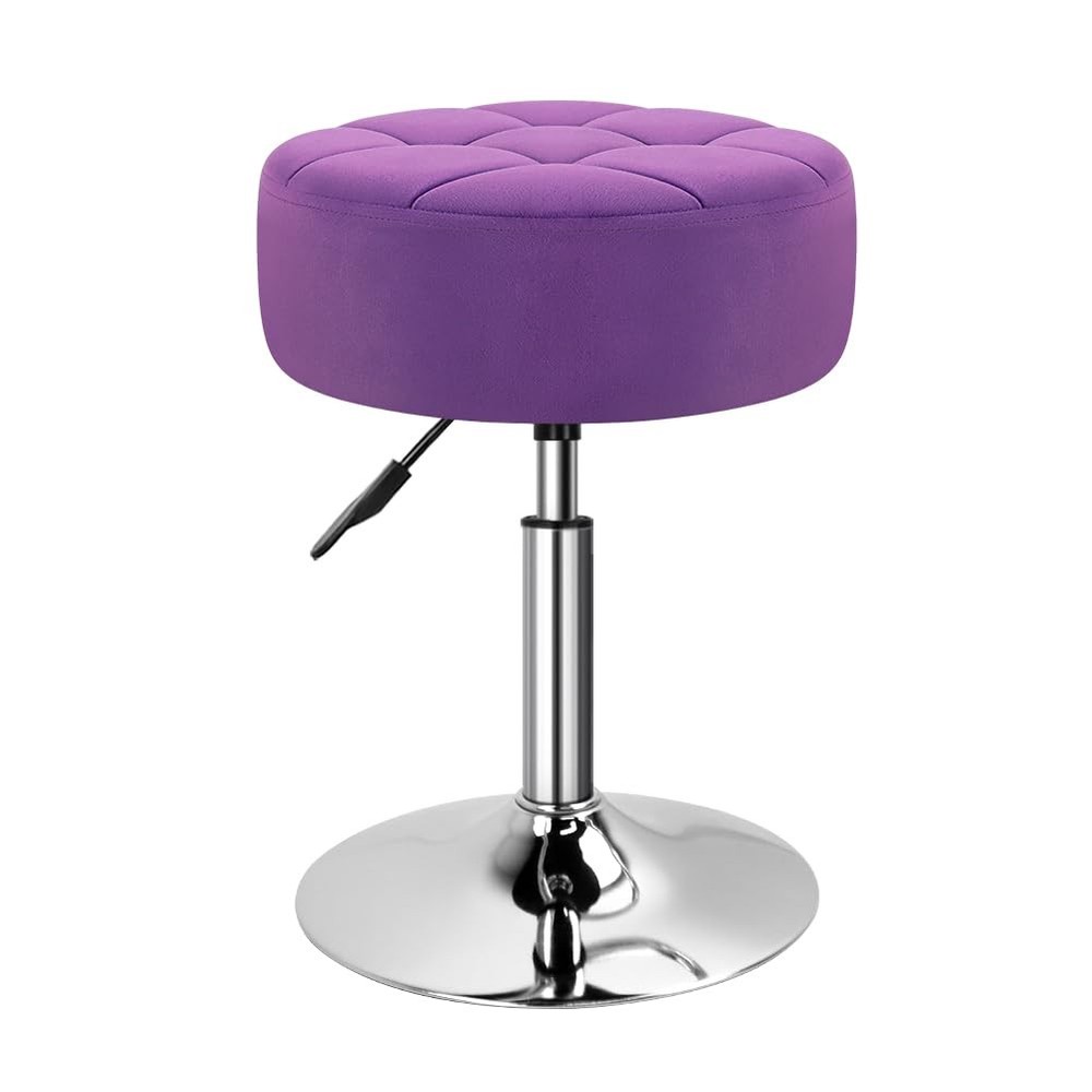 Velvet Upholstered Vanity Stool Swivel Adjustable Makeup Stool for Makeup Roo...