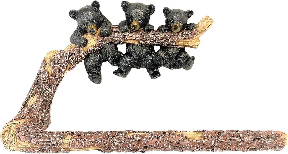 Whimsical Black Bear Towel Bar – Tree Branch Wall-Mount Bath/Kitchen Rack
