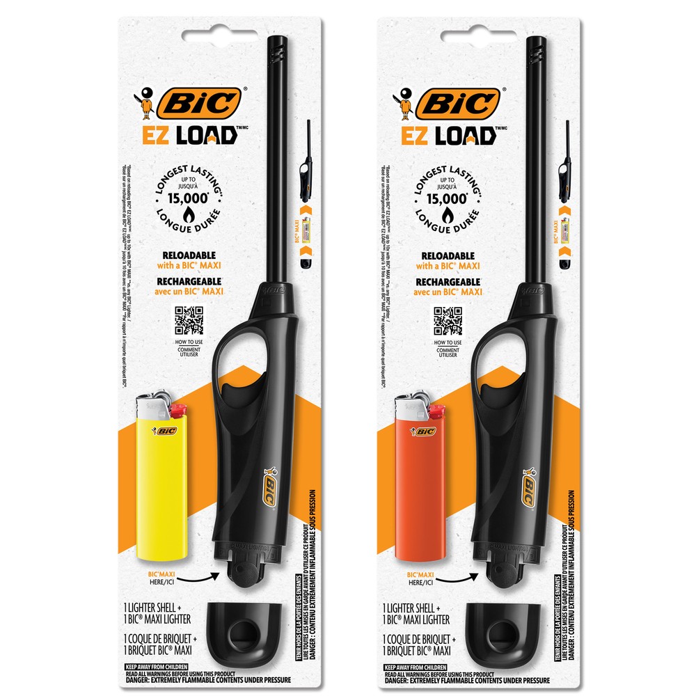 BIC EZ LOAD Lighter, Reloadable Multi Purpose Lighter, 2-Pack (Colors May Vary)