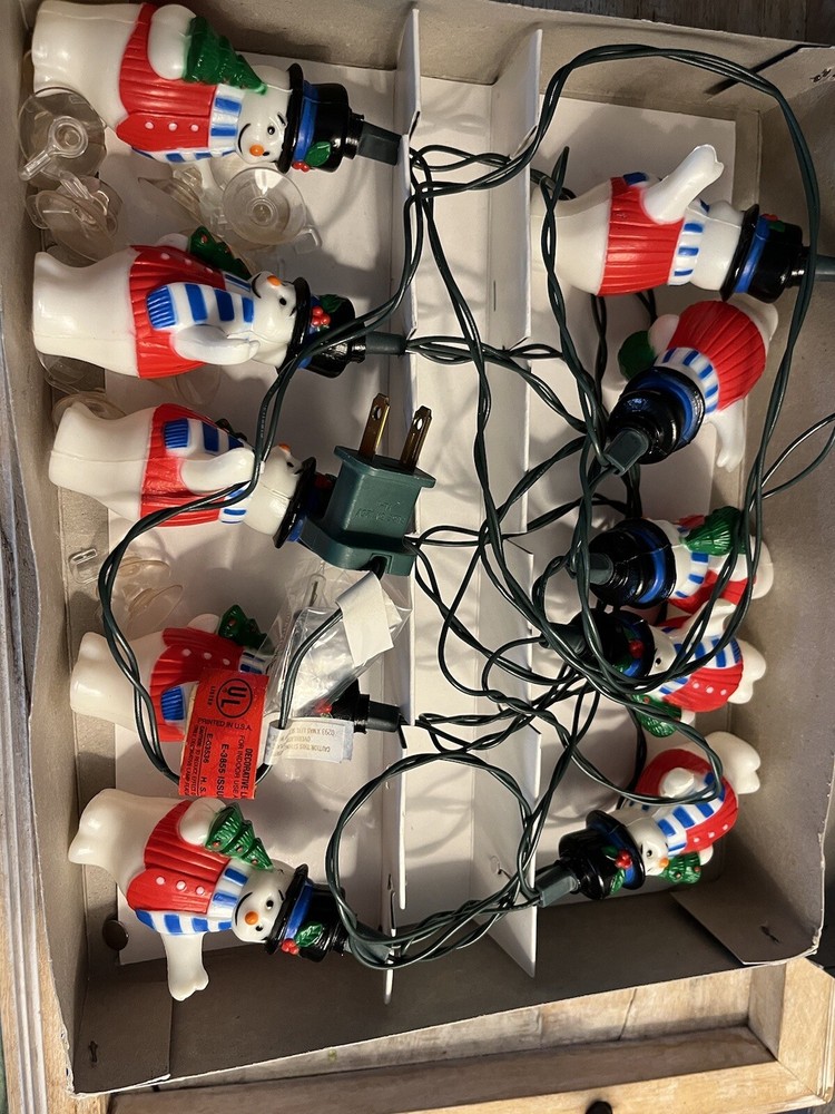 Vintage Snowman Lights 10 String Winter Holiday