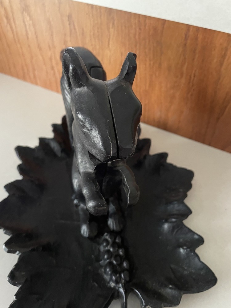 Vintage Cast Iron Squirrel Nut Cracker On Leaf