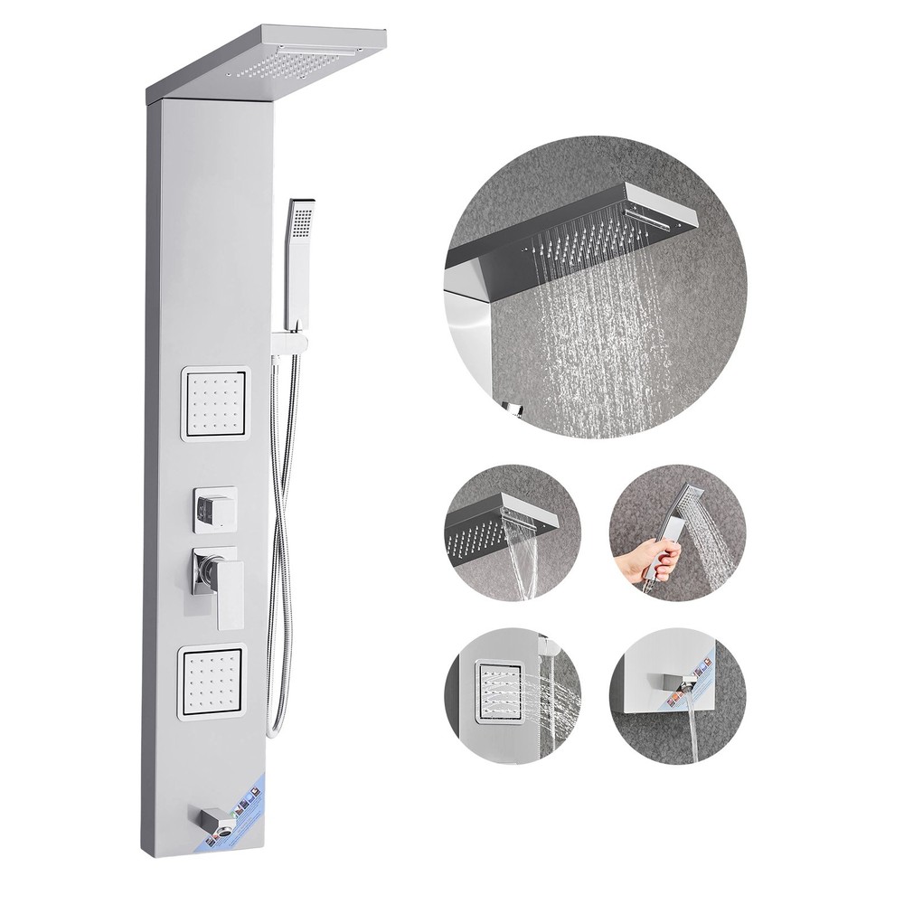VEVOR Shower Panel Tower System Stainless Steel Column Rainfall Head Massage
