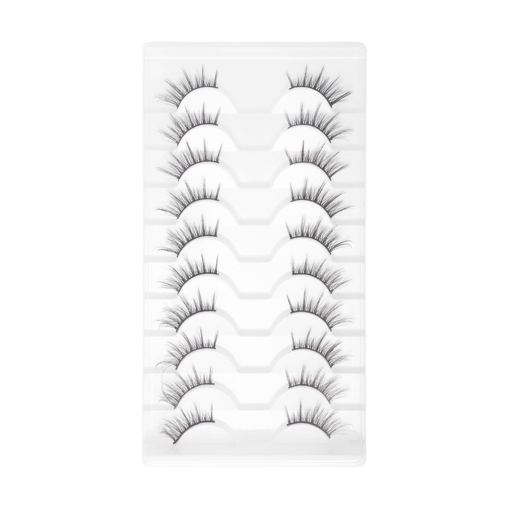 Dense False Eyelashes for Makeup Black J04 10 Pair
