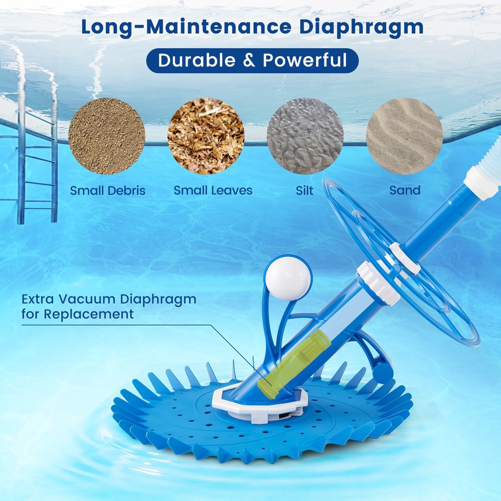 Upgraded Automatic Pool Cleaner Suction-side Pool Vacuum Sweeper w/ 36-Fin Disc