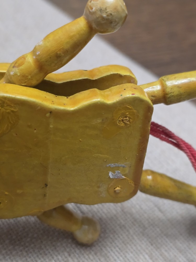 Vintage Wood Toy Nutcracker Soldier Christmas Pull String