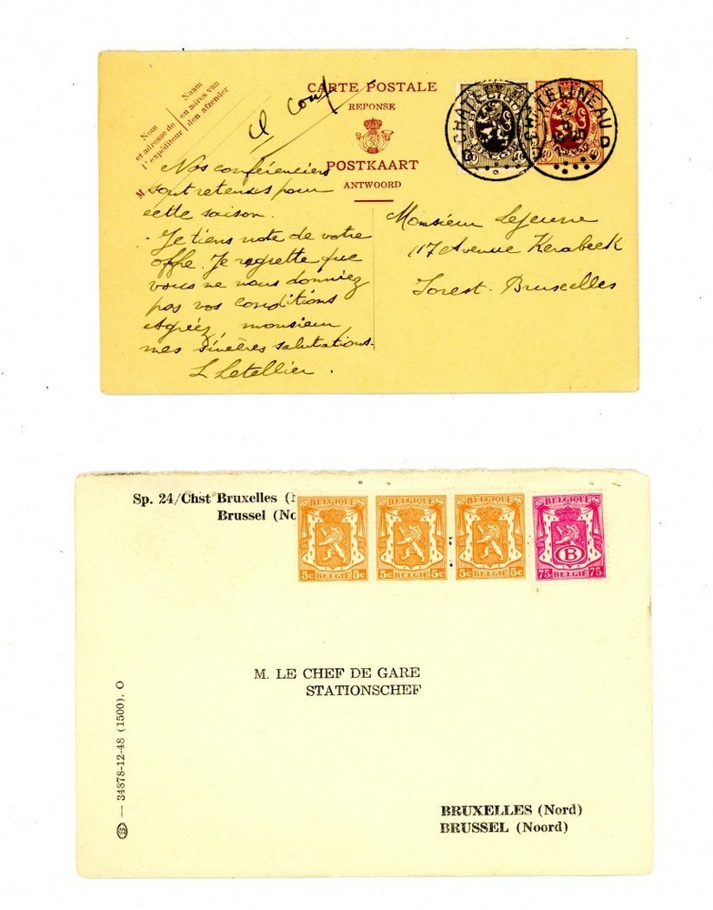 Belgium Postal Cards - 1955 - 2 Cards - Nice