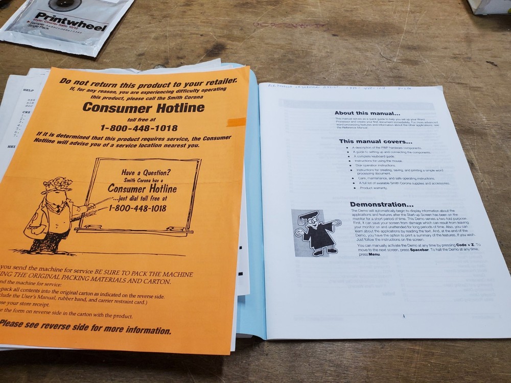 Smith Corona PWP 5450 PWP 5500 Electronic Typewriter Owners Reference Manuals