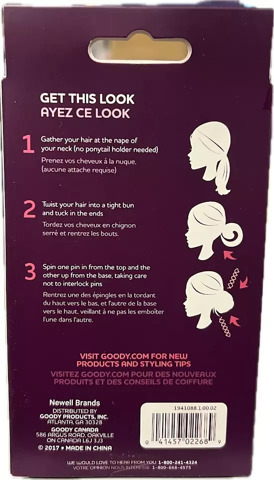 Goody Simple Styles Spin Pins brunette, 2 count