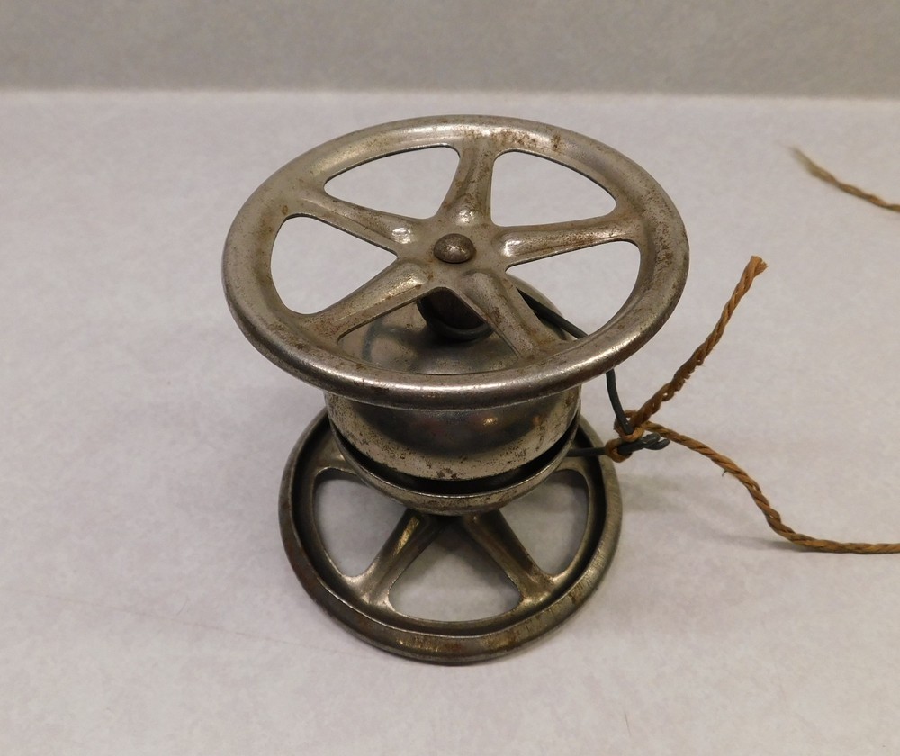 Vintage Steel Pull Toy, Wheels, Bell Ringing