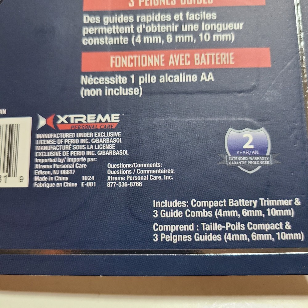 Barbasol 4 pc. Touch up Trimmer Set. Battery Powered.