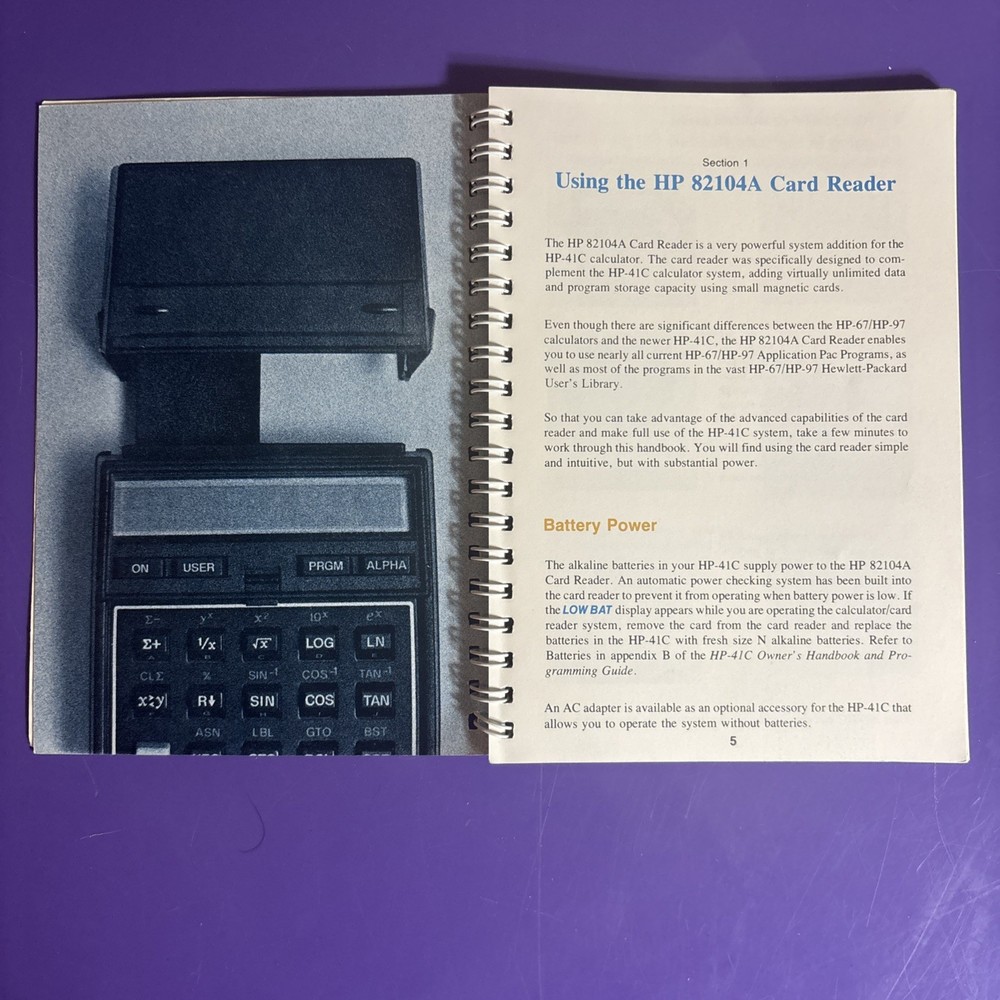 Hewlett-Packard 82104A card reader owners handbook and quick reference card.