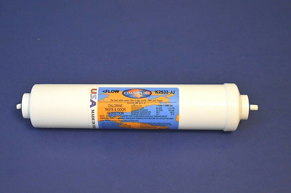 OmniPure Inline filter CTO Chlorine Taste Odor K2533JJ 10" x 1/4" Quick Release