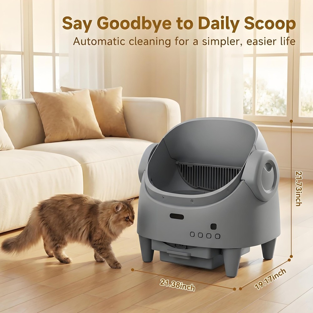 Smart Automatic Litter Box for Multi Cats, App Control & Adjustable Entry Height