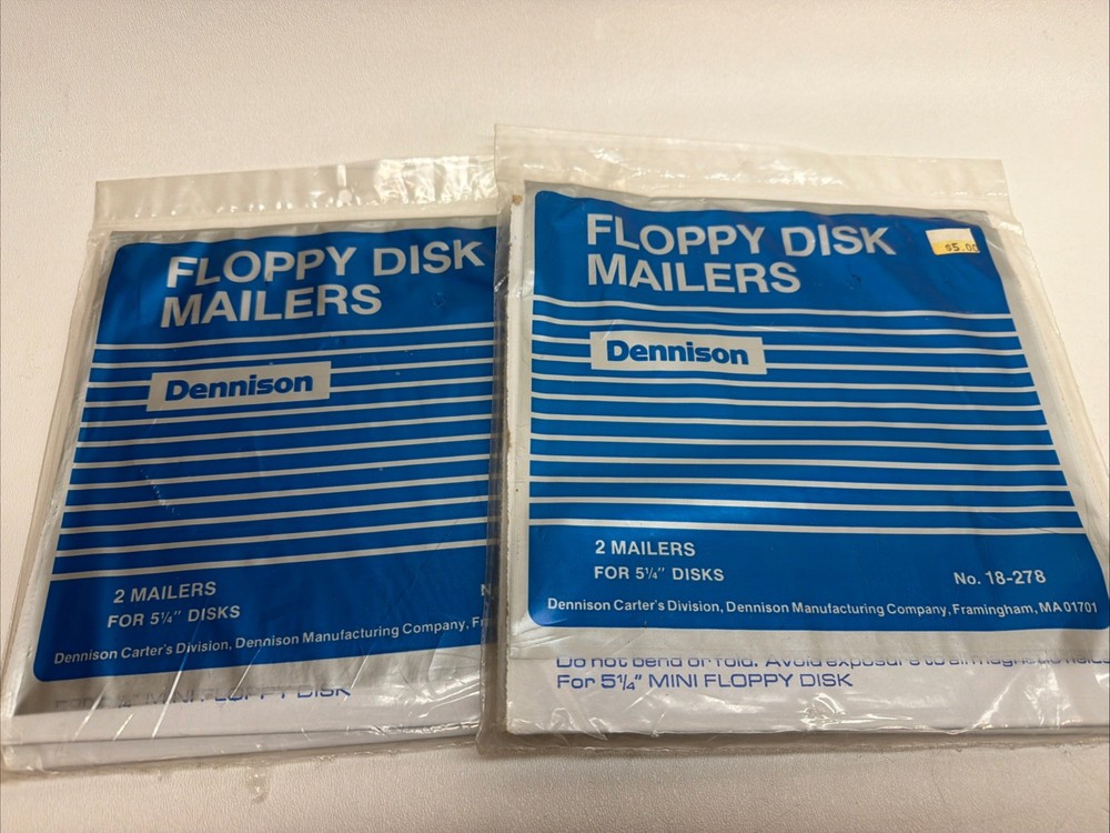 Vintage Computer Floppy Disk Mailers Dennison 2 Pack Collectible? 🔥