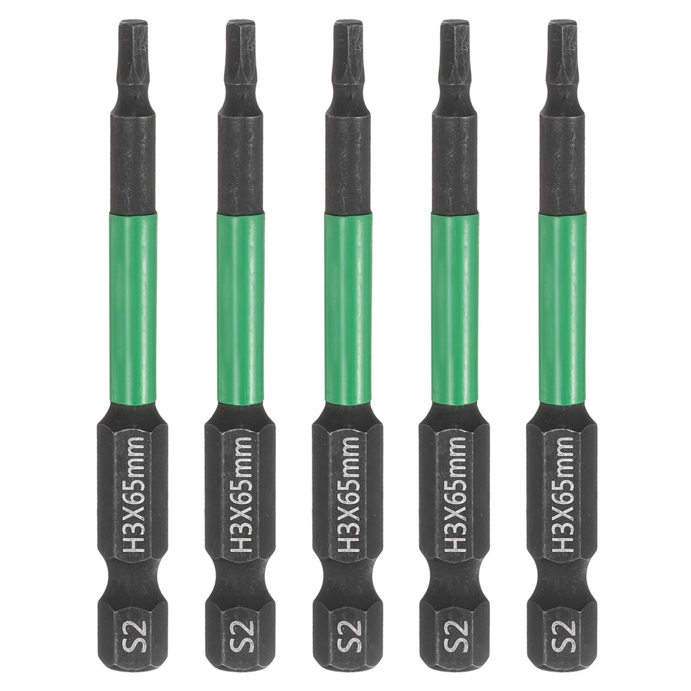 5pcs H3 Flat Hex Screwdriver Bit 3mm Tip 1/4" Shank 2.6" Long Black Phosphate