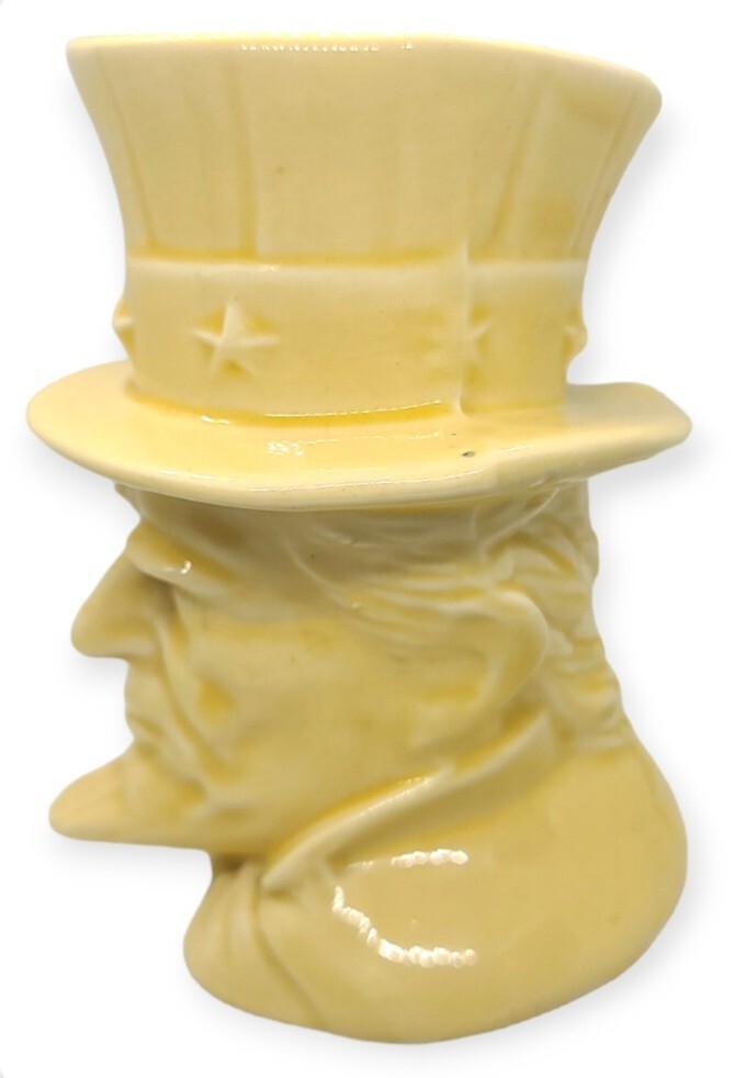 Antique Cameron Clay Pottery Uncle Same Pot Planter Yellow Chip