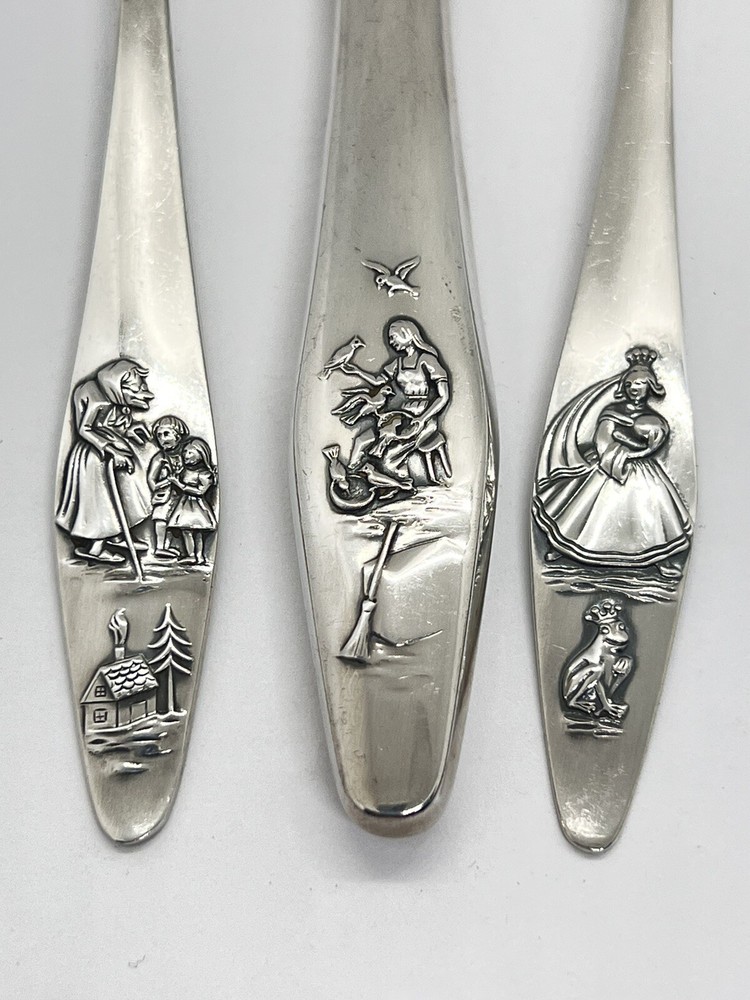 Lutz & Weiss Solid 800 Silver Children’s Dinner Fork Spoon +Knife Silverware Set