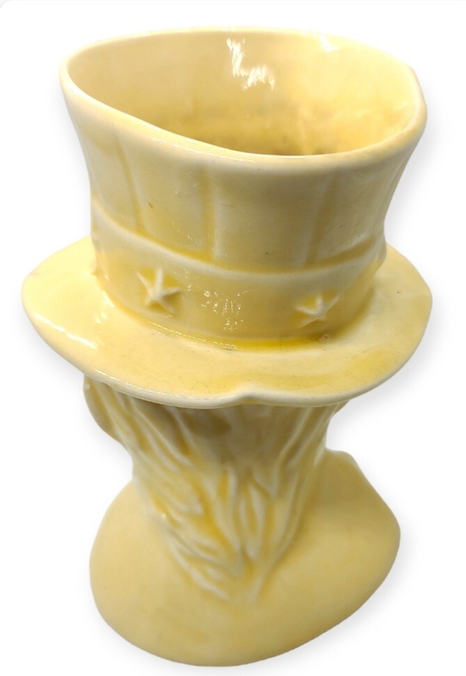 Antique Cameron Clay Pottery Uncle Same Pot Planter Yellow Chip