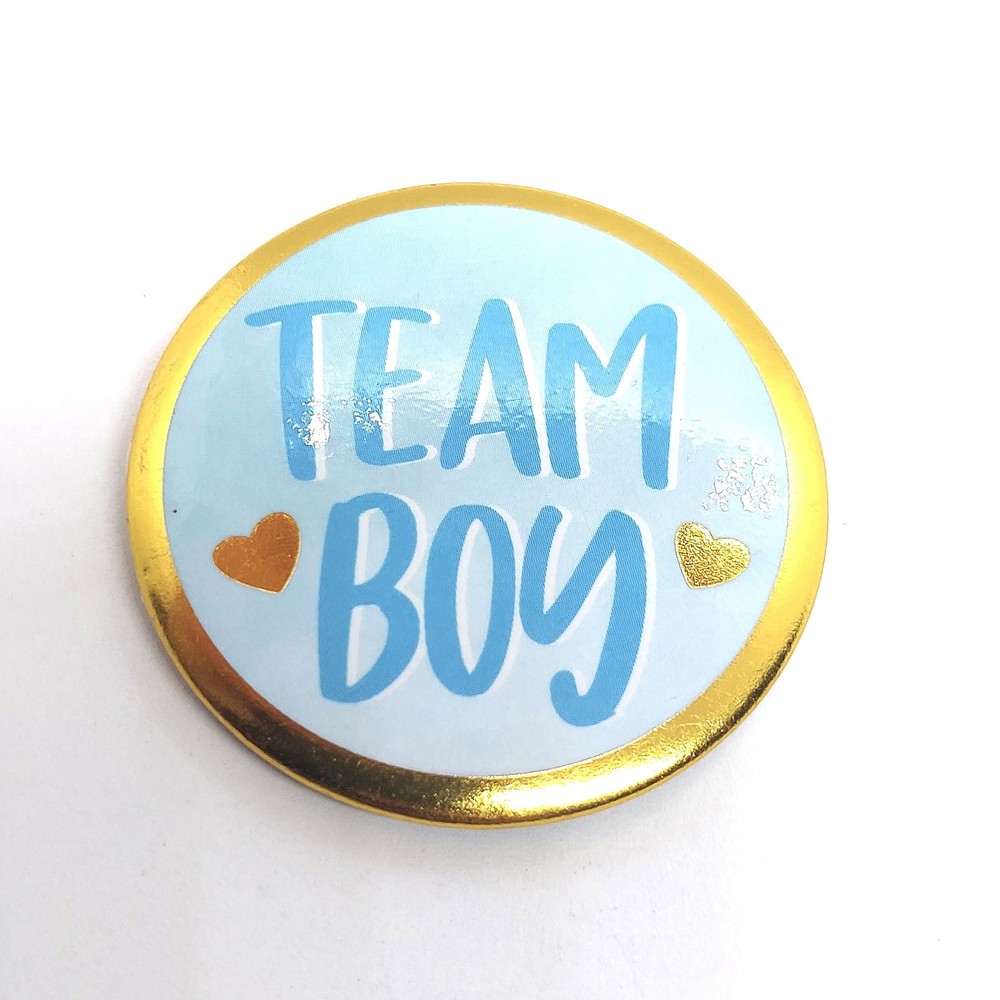Team Boy Button Pin Blue and Gold