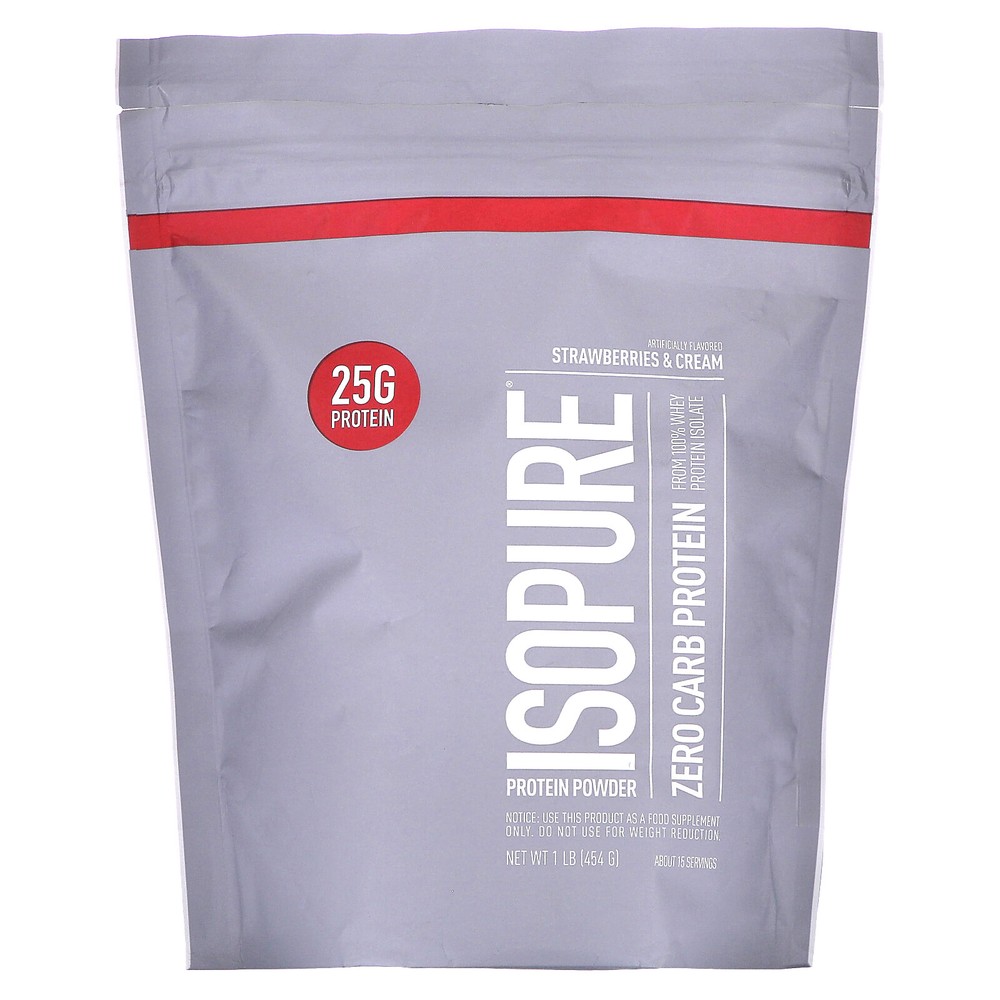 Zero Carb Protein Powder, Strawberries & Cream, 1 lb (454 g)