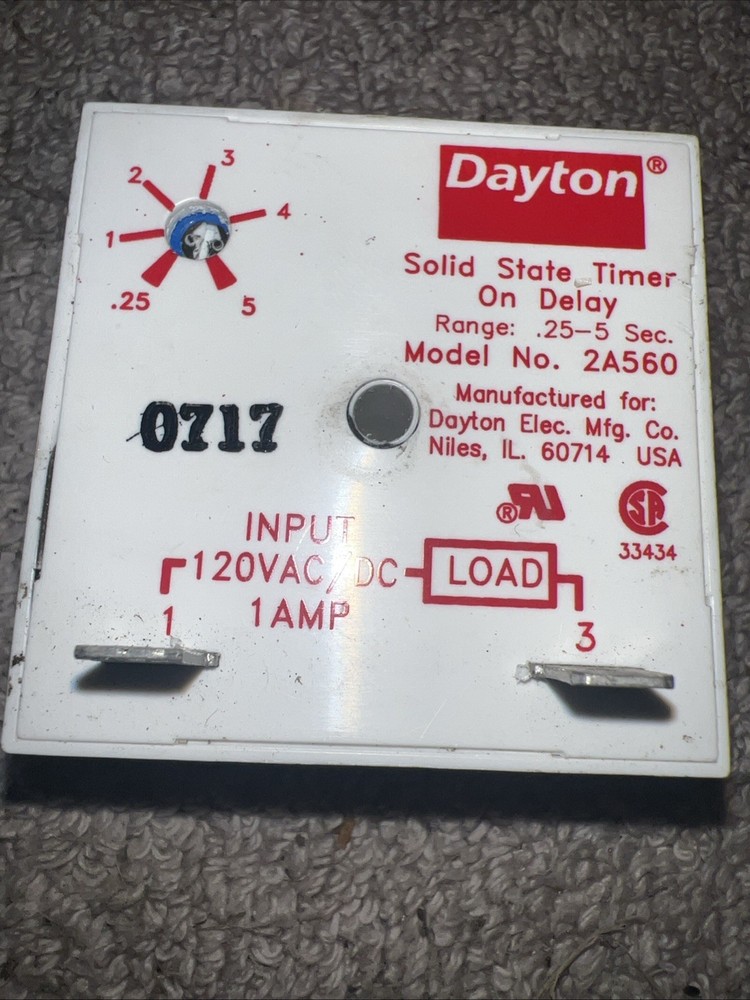 Dayton 2A560 Solid State Timer Encapsulated Machine Adjustable