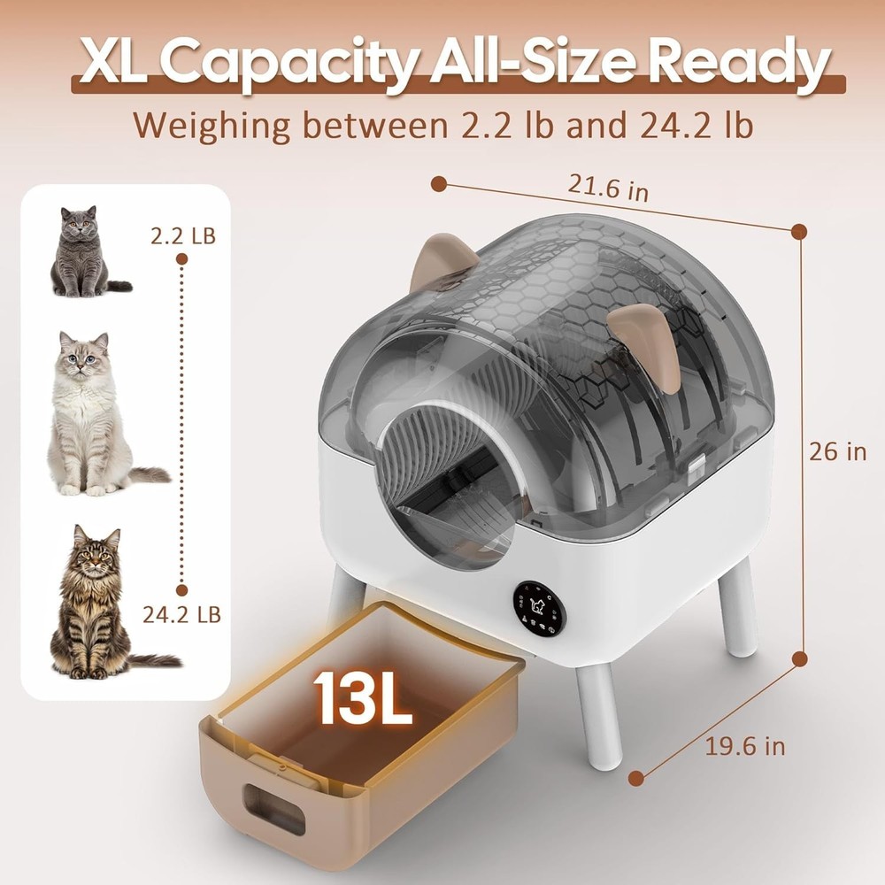 Self Cleaning Cat Litter Box, Extra Large Capacity Automatic Litter Box