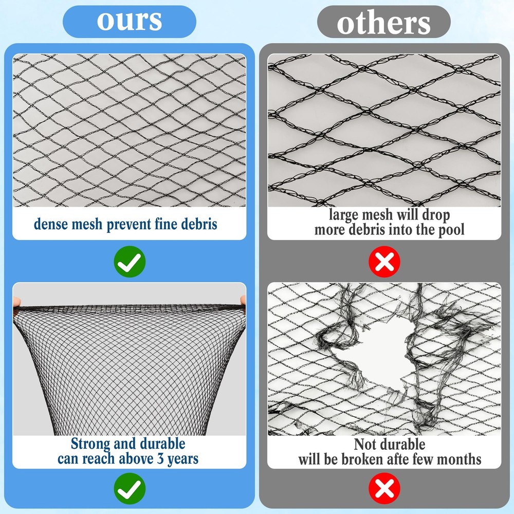 Pool Leaf Net Cover for Above Ground Pools, Round Fit 24' (Round), Black