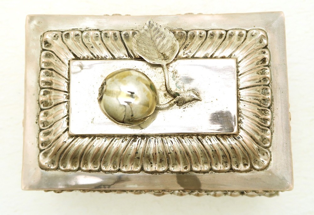 Eastern European or Polish Solid Silver Sugar Etrog Citron Lock Box