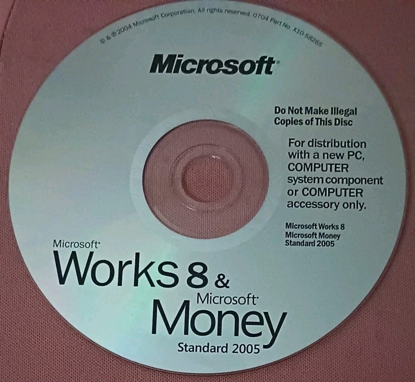 PC Software MICROSOFT Works 8 & MS Money Standard 2005