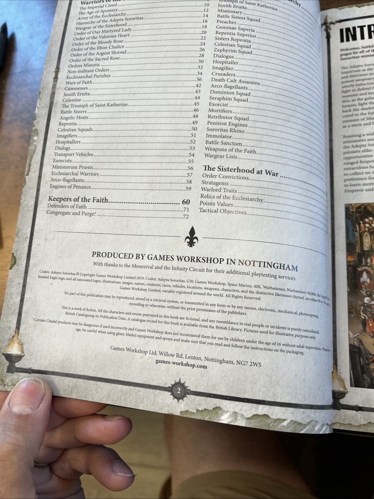 WARHAMMER 40000 - CODEX : ADEPTA SORORITAS