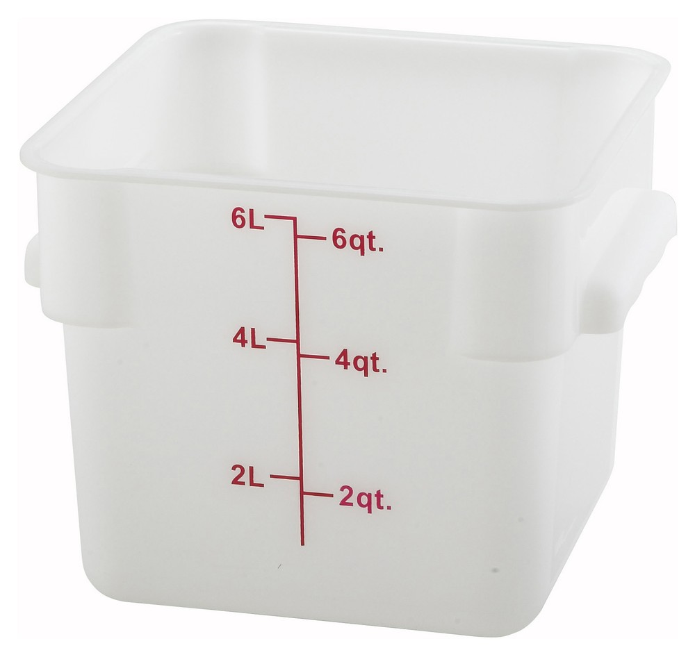 6qt Square Storage Container, White, PP (12 Each)