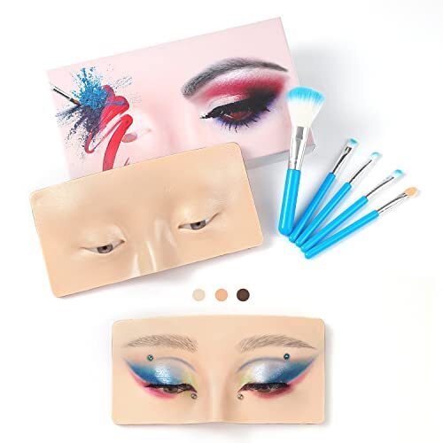 Makeup Practice Face Board, 3D Reusable Makeup Practice Face Board+White