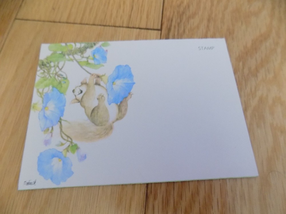 Vintage Postalettes Fold A Notes Mouse Squirrel flowers 3 post a note