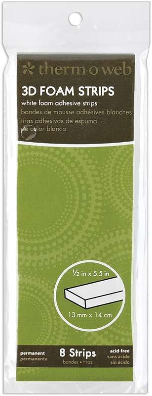 3D Foam Strips White .5"X5.5" 8/Pkg