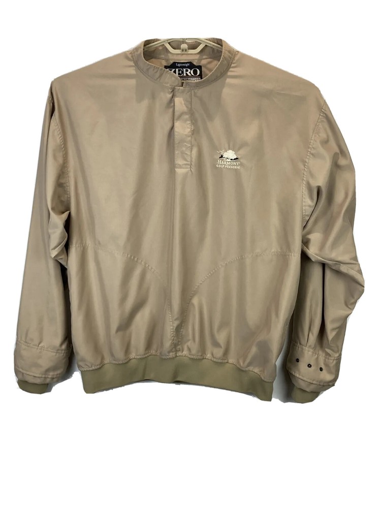 Zero Restriction Golf Mens XL Beige Tan Windbreaker Pullover 1/4 Snap Jacket