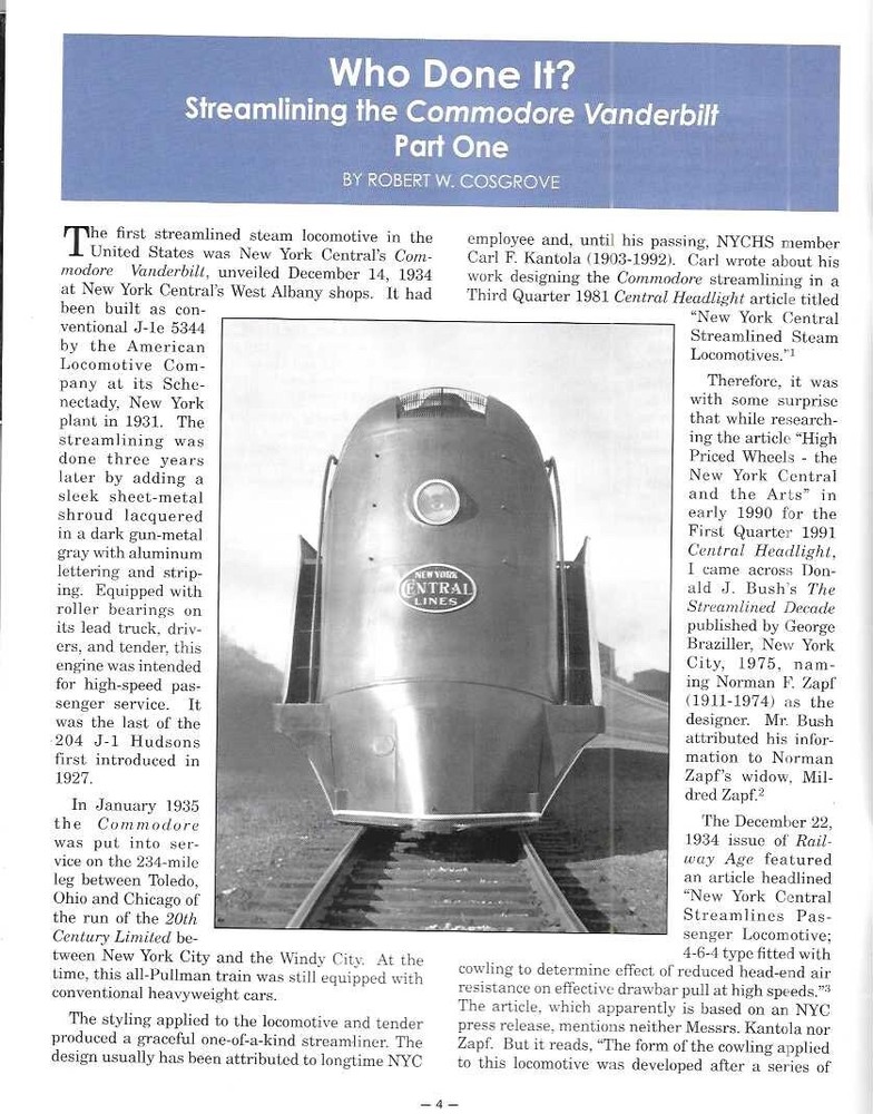 Central Headlight Magazine 3 2020 Streamlining Commodore Vanderbilt West Shore